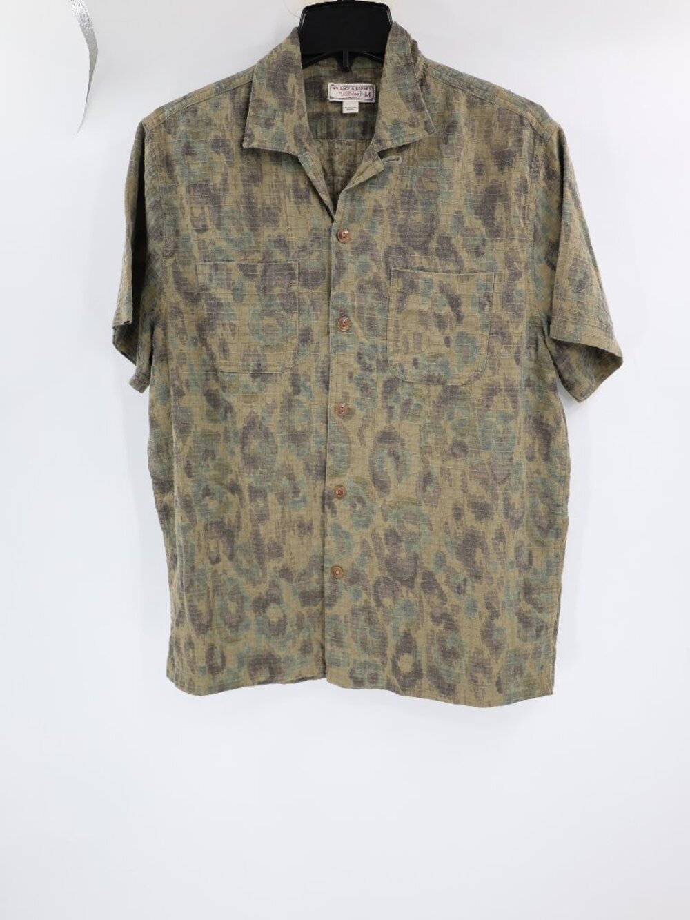 Wallace & Barnes Shirt Mens Medium Cotton Abstract Camp Button Up Short Sleeve